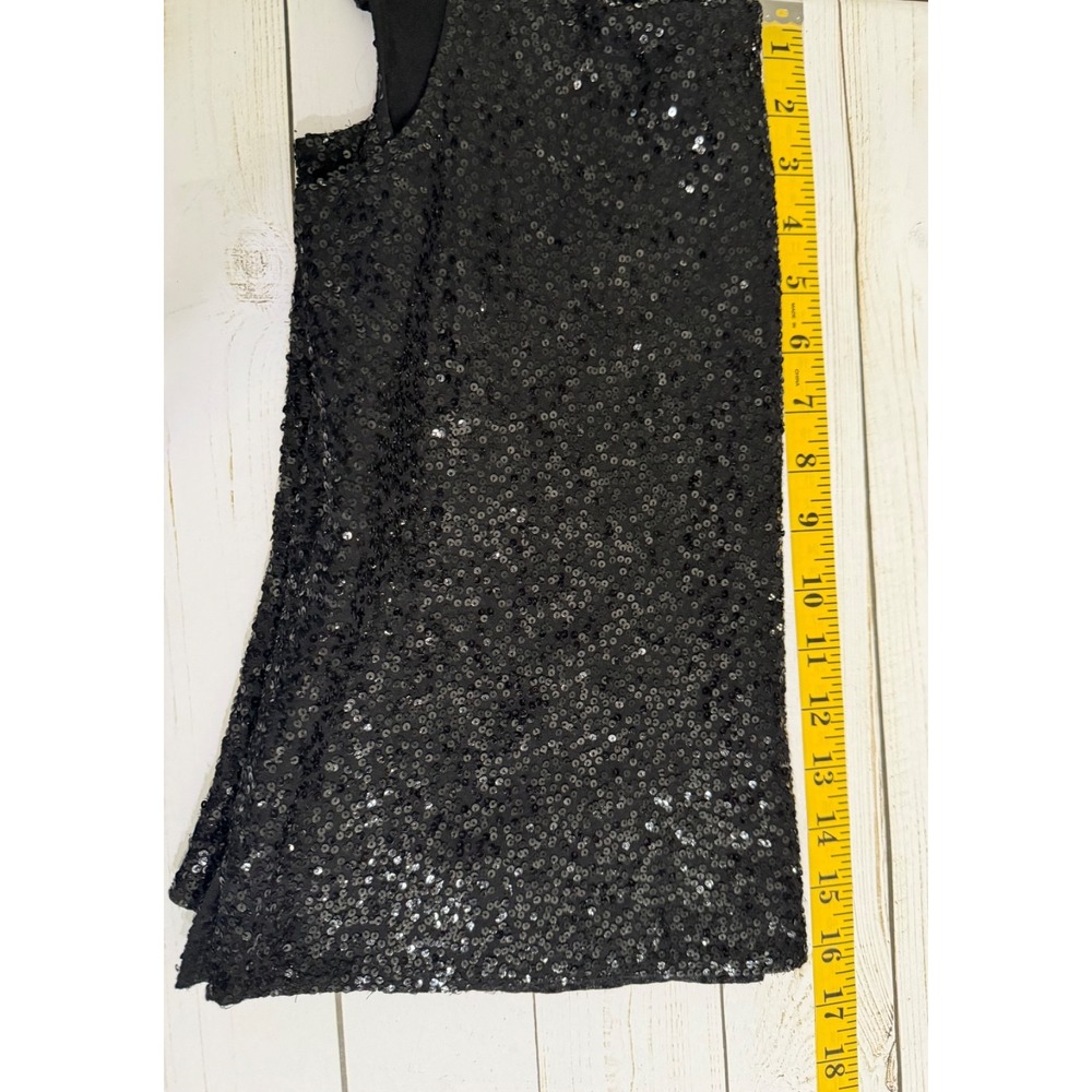 Eileen Fisher Black 100% Silk Sequin Tank Top Size PP (P2-P4) Holiday Party NYE - Picture 3 of 7